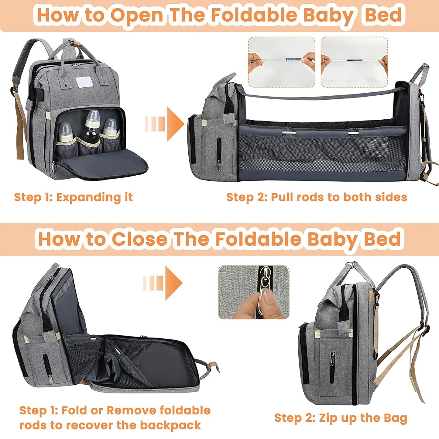 Sac à langer portatif | Berceau de voyage BabyNappy™ - Mother baby shopping